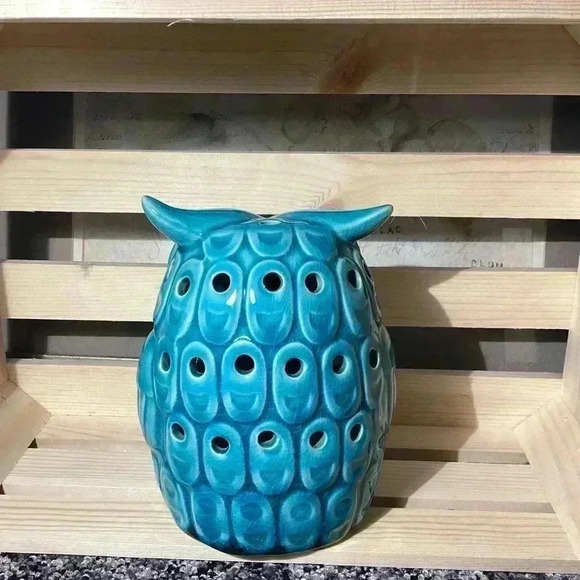 GC Naturals Ceramic Owl Figurine Decor Sachet Holder Blue 5-3/4 “ - Picture 3 of 4